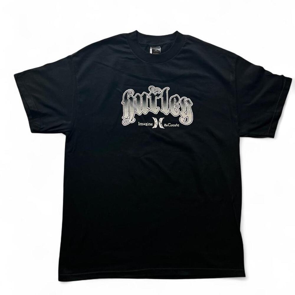 Hurley “Imagine & Create Black Vintage Logo T-shirt, Size Large